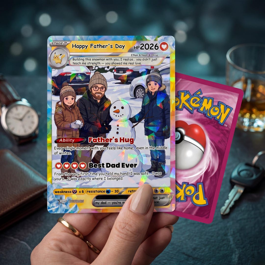 Personalized Pokemon Card From Photo | Custom Father's Day Holo Card ...