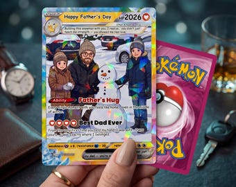 Personalized Pokemon Card From Photo | Custom Father's Day Holo Card, Birthday Anniversary Gift