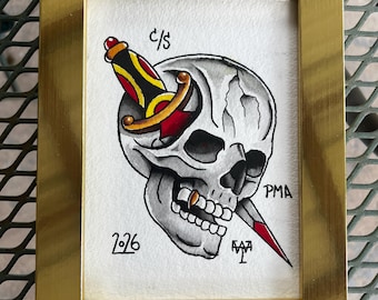 Aquarelle tête de mort