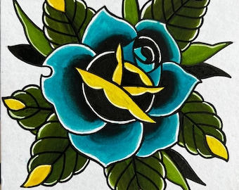 Rose peinte à la main