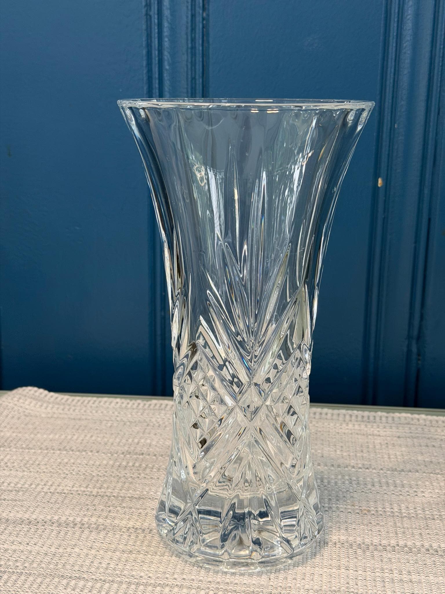 Vintage Large Crystal Vase - Etsy