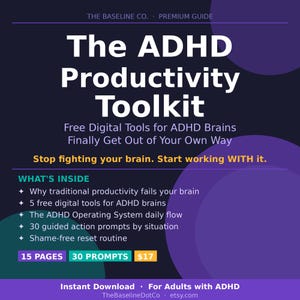 ADHD Productivity Toolkit, Digital Tools for Adults (Instant Download)