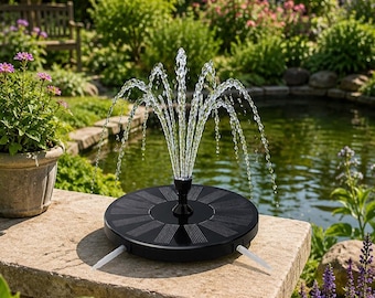 Solar Fountain Pump for Bird Bath, Floating Pond Garden Decor, Multiple Spray Patterns