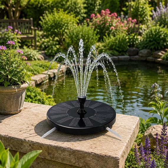Solar Fountain Pump for Bird Bath, Floating Pond Garden Decor, Multiple Spray Patterns