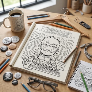 Cartoon Programmer Character, Futuristic Outfit, Coding, High-Tech Environment