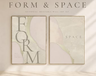 FORM SPACE Printable Wall Art Set Luxury Neutral Typography Prints Office Wall Decor Trendy Gallery Art Set