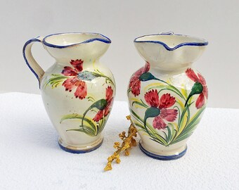 Vintage Italian hand painted Ceramic Pitchers