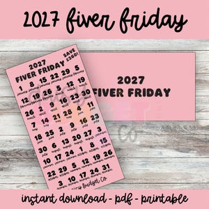 2027 Fiver Friday Savings Challenge | Digital Download, Printable, PDF, Help to Save