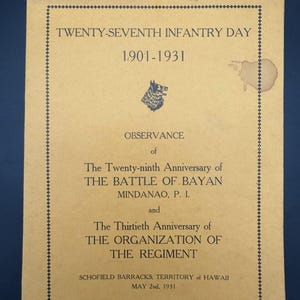 1931 27th Infantry Hawaii Program Battle Bayan Mindanao Wolfhounds Siberia Paper