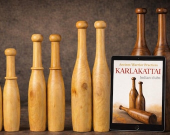 Zestaw 4 par ręcznie wykonanych kijów indyjskich z drewna tekowego (zestaw dla początkujących) + bezpłatny e-book szkoleniowy - (łącznie 8 sztuk)