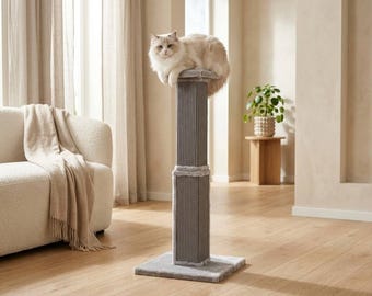 Rascador alto y resistente para gatos - Poste de sisal grande de 80 cm para gatos grandes y gatitos, base de madera resistente, mueble de interior con juguete colgante.