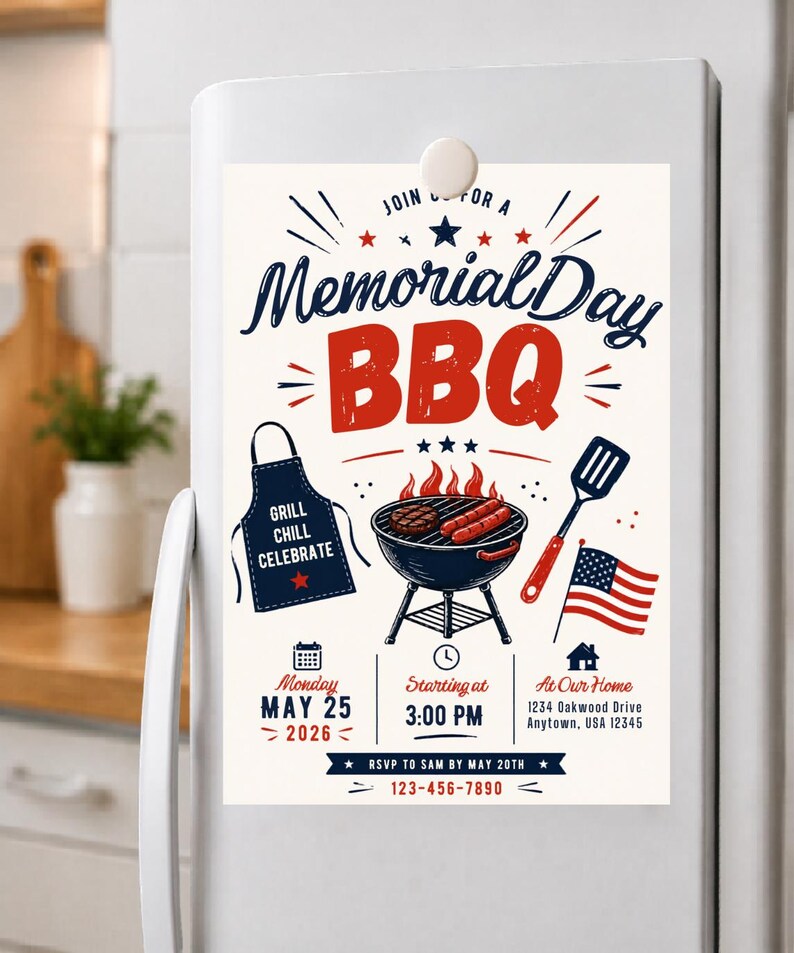 Memorial Day BBQ Invitation Template (digital Download) | Editable ...