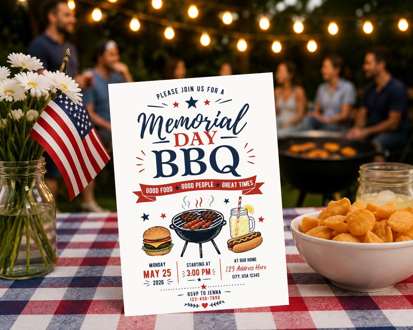 Memorial Day BBQ Invitation Template (digital Download) | Editable ...