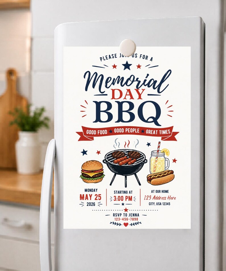 Memorial Day BBQ Invitation Template (digital Download) | Editable ...
