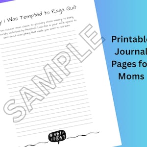 Puede incluir: Una página de diario imprimible para madres con espacios con líneas para escribir. La página incluye el título "Por qué me sentí tentada a dejarlo todo" y una breve descripción. También se ven las palabras "Páginas de diario imprimibles para mamás".