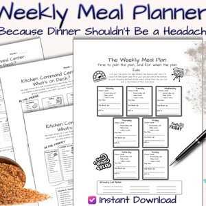 Meal Planner Printable for Moms | Kitchen Command Center | Grocery & Inventory Tracker PDF