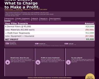 Ästhetik-Klinik-Leiterin Profit-Rechner | Kostendeckung (Excel, Google Sheets)