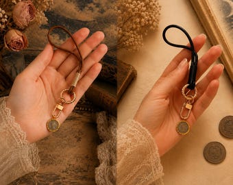 Original Design Lucky Coin Keychain Bag Charm, Vintage Style Pendant, Handmade Purse Charm, Unique Gift for Her