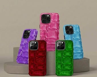 NeeDohS Cool Crush Ice Cube Phone Case, 3D Visual Printed Graphic Hard Phone Cover, Anxiety Sensory Play Blue, iPhone 17 16 15 14 13 12 11