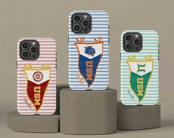 Personalized College Graduation Phone Case, Class of 2026, School Spirit Striped Case