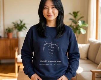 Mondscheinstunden sind meine Sweatshirt | Nachtpflanzensilhouette mit Rundhalsausschnitt
