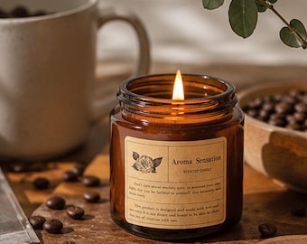 Coffee Scented Soy Wax Candle, Aromatherapy Jar Candle, Cozy Home Decor, Relaxing Coffee Aroma, Housewarming Gift