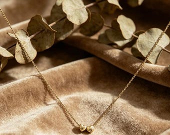 Custom Initial Heart Necklace | Dainty Handmade Minimalist Pendant