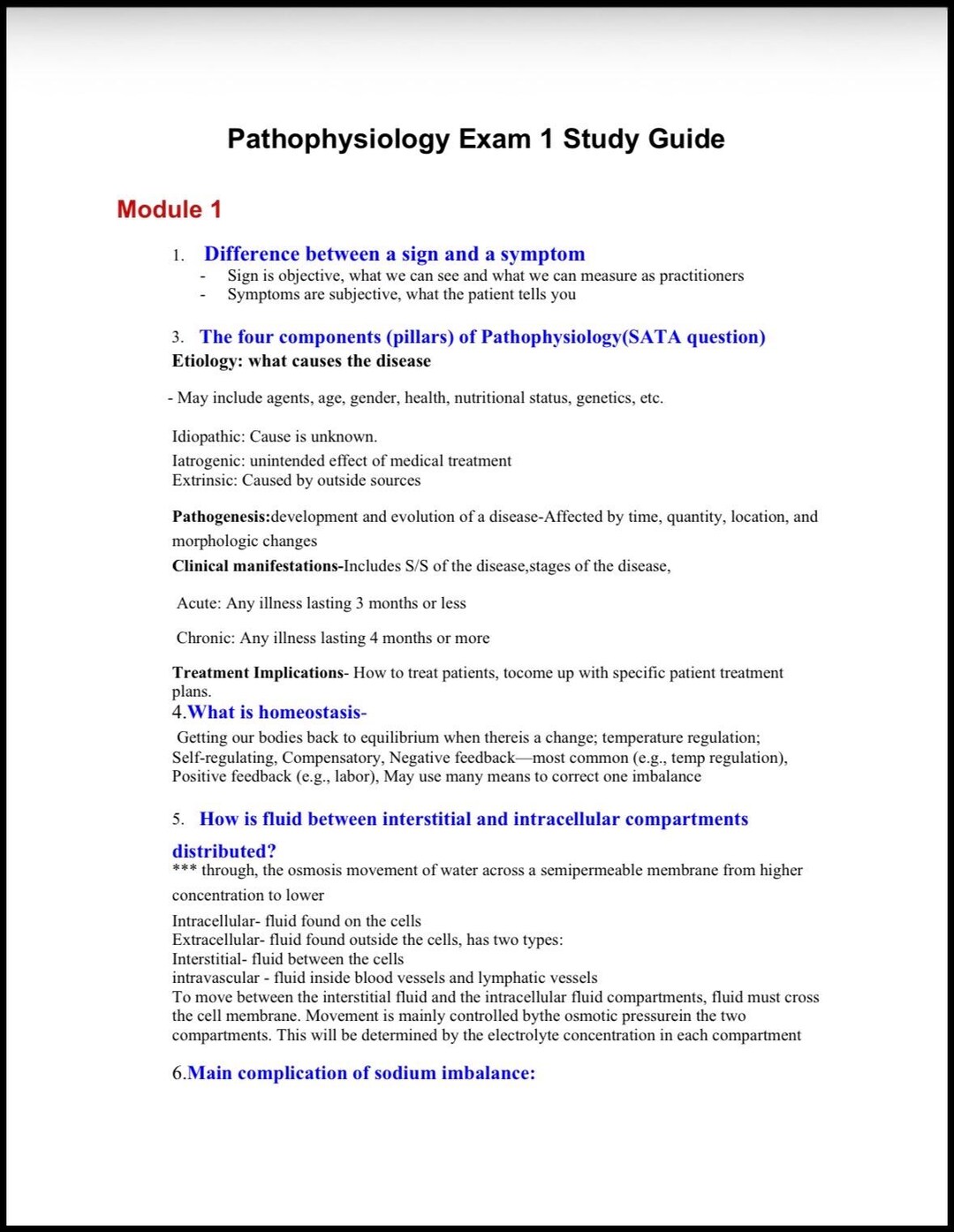 Nursing Patho Exam 1 Study Guide - Etsy
