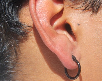 Black Hoop Earring Men-Black Hoop Earring Women-Black Hoops-Black Hoop Earring Small-Black Hoop Men-Black Hoop Earring-Black Earring-Earring