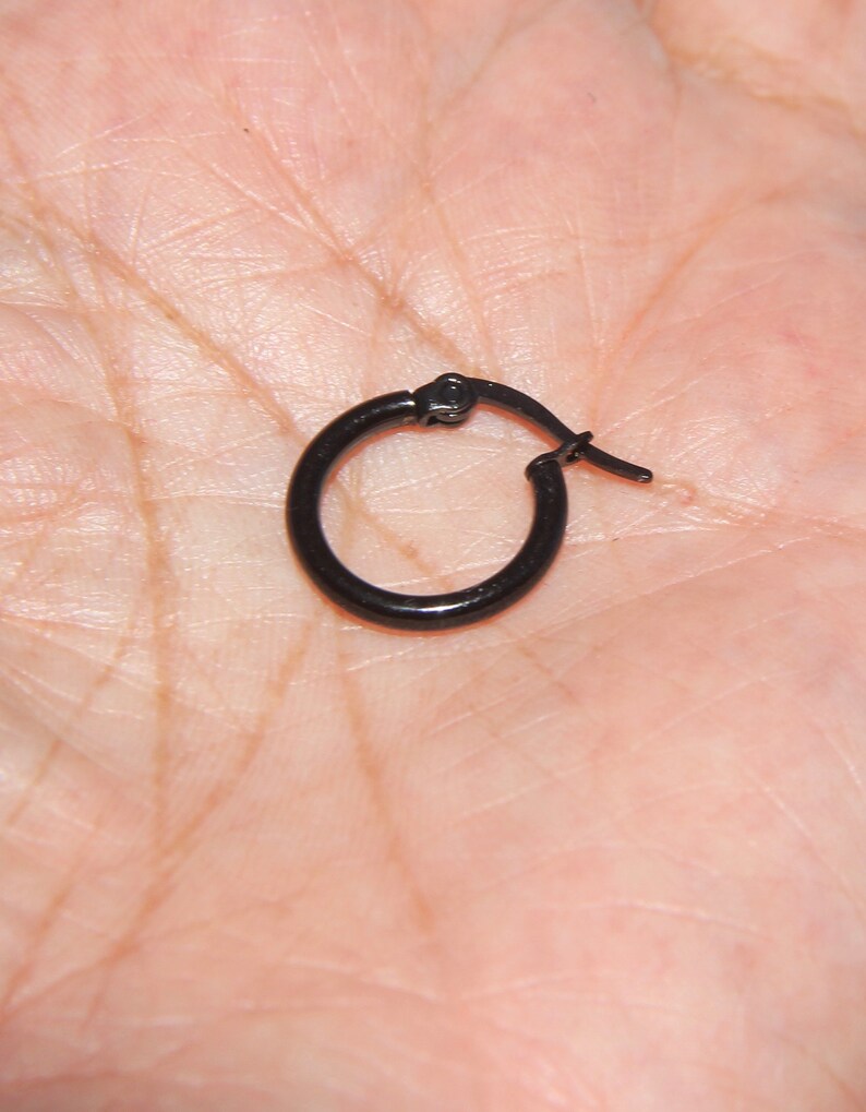 Black Hoop Earring Menblack Hoop Earring Womenblack Etsy