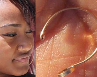 Gold Nose Cuff-Fake Nose Ring-Nose Ring-Nose Cuff-Fake Piercing- Ear Cuff- Gold Nose Cuff-Body Jewelry-No Piercing