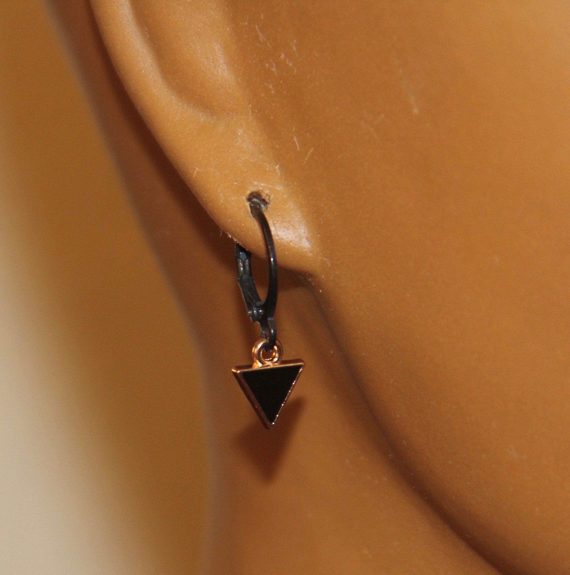 Men Triangle EarringsMen Black EarringsHoop EarringsBlack Etsy
