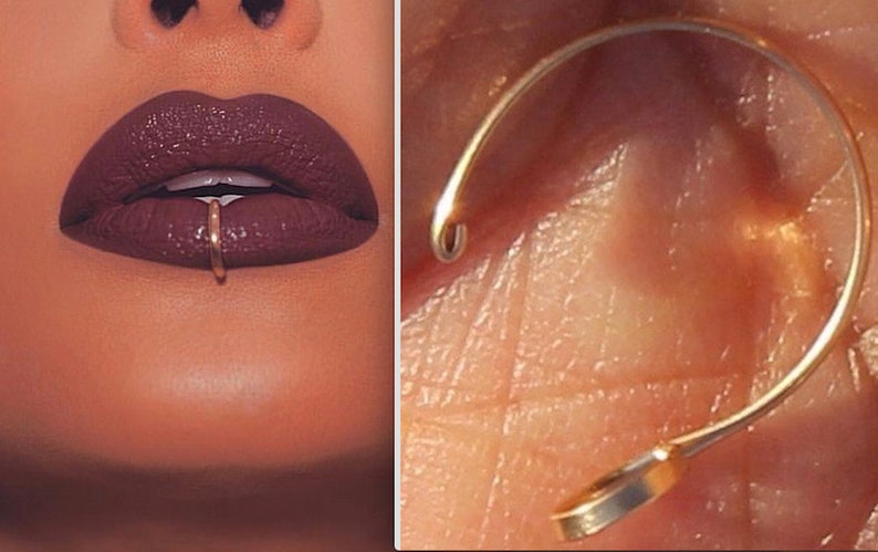gold lip piercing