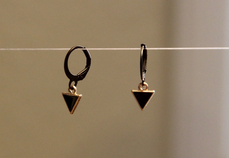 Men Triangle Earringsmen Cross Earringshoop Earringsblack Etsy