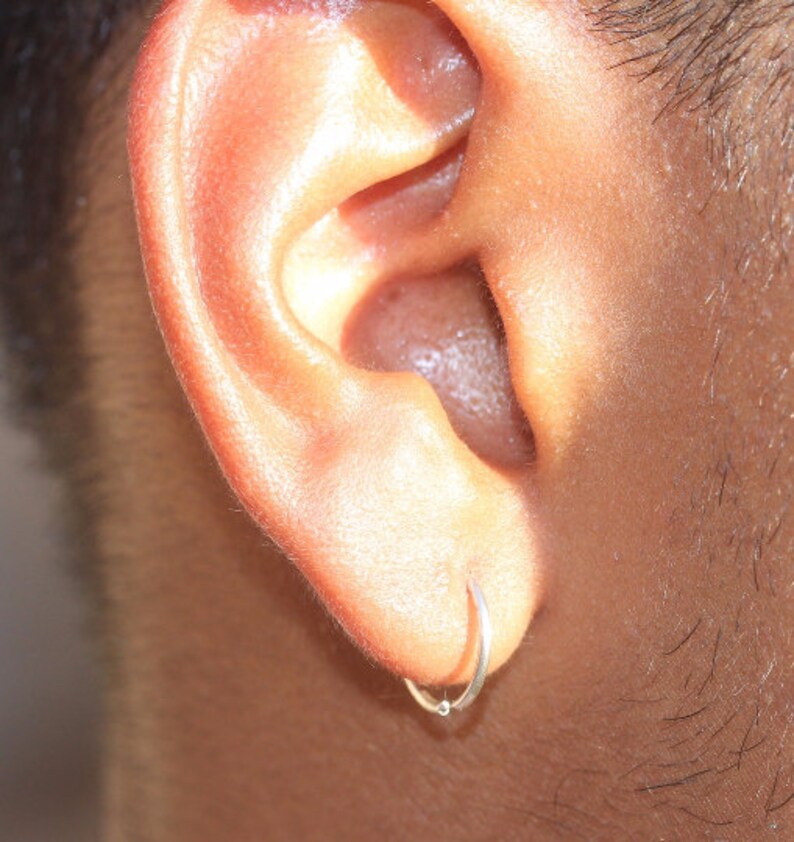 Men Gold Hoop Earring Solid Gold Earring Men Small Gold Etsy