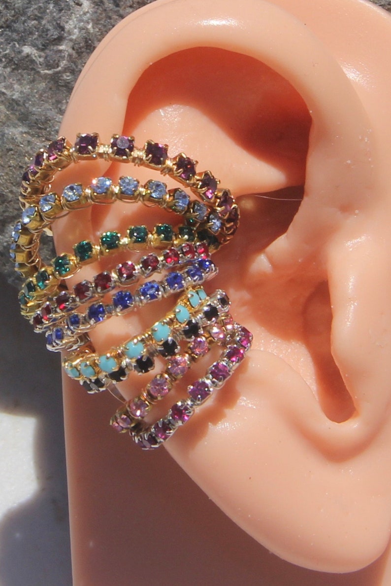 Faux Crystal Ear Cuffsear Cufffake Piercing Fake Ear Etsy