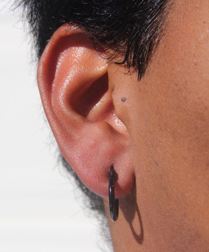 Black Hoop Earring Menblack Hoop Earring Womenblack Etsy