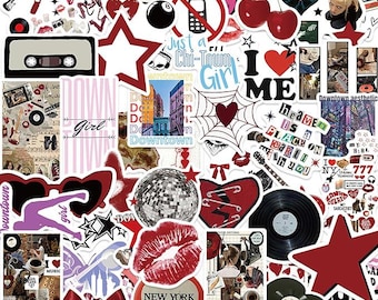 50Pcs Downtown Girls Sticker Pack: Waterproof Vinyl for Laptops, Bottles, Skateboards (Y2K)