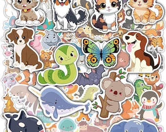 100 PCS Animal Stickers: Waterproof Vinyl for Water Bottles, Scrapbooks, Crafts