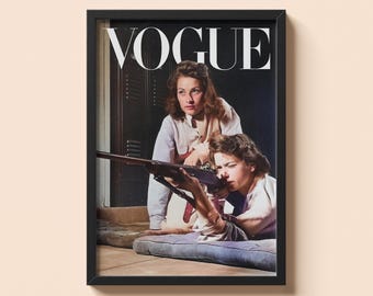 Impression école de tir pour filles | Affiche vieil argent | Poster Vogue vintage