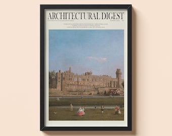 Impressão Tudor do Castelo de Warwick | Pôster da capa da revista Architectural Digest
