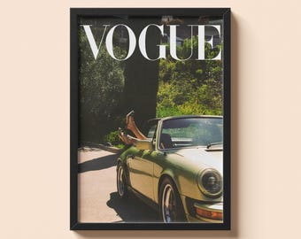 Impressão Vogue Porsche 911 | Pôster Verde Sálvia da Velha Guarda