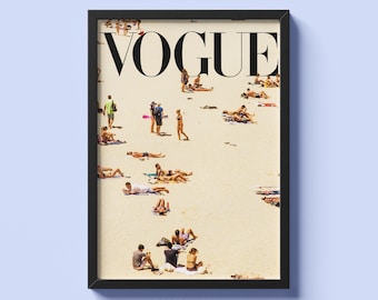 Arte de parede imprimível com estampa vintage de praia | Download digital de pôster de verão estilo Old Money Vogue