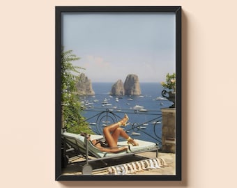 Pôster Beach Heels Capri | Pôster Vintage Old Money | Impressão Dolce