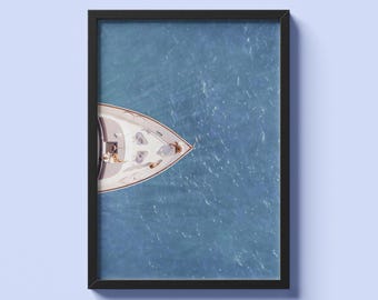 Pôster de luxo para imprimir com iate da velha guarda | Proa de iate no oceano em estilo vintage (download digital)