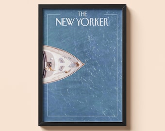 Pôster minimalista de iate da New Yorker