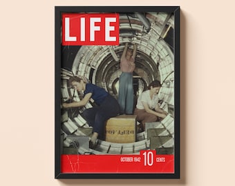Mulheres exercendo um trabalho "de homem" - Impressão da revista Life | Pôster Old Money | Pôster Vogue Vintage