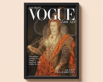 Pôster histórico da Vogue sobre Elizabeth I | Pôster Tudor | Impressão para capa de revista