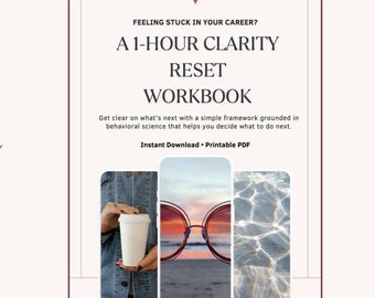Career Clarity Workbook, 1-Hour Reset, Find Next Step (Printable PDF)