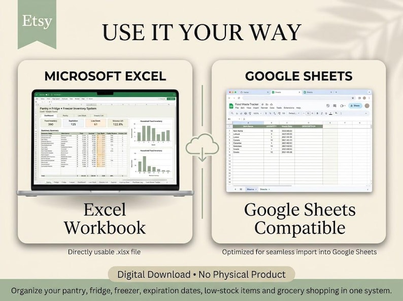 Pantry Inventory Spreadsheet | Fridge & Freezer Tracker | Excel ...